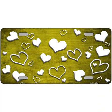 Yellow White Love Oil Rubbed Metal Novelty License Plate 24" x 12" (LLP)