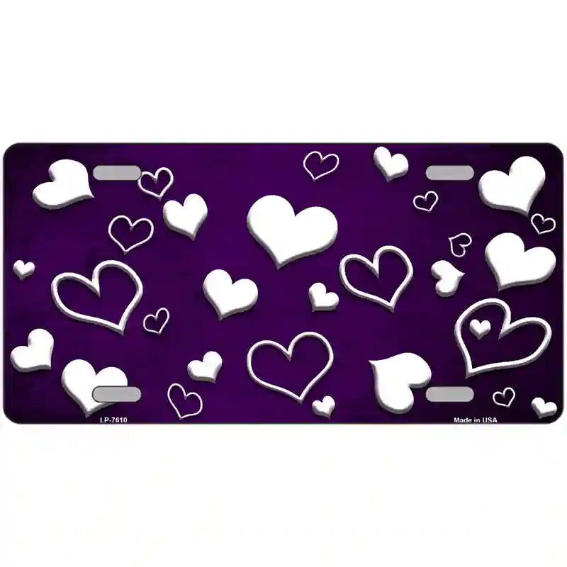 Purple White Love Oil Rubbed Metal Novelty License Plate 24" x 12" (LLP)