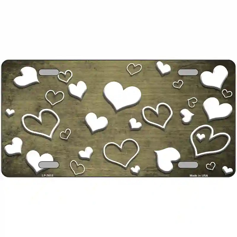 Gold White Love Oil Rubbed Metal Novelty License Plate 24" x 12" (LLP)