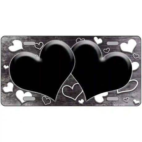 Black White Love Hearts Oil Rubbed Metal Novelty License Plate 24" x 12" (LLP)