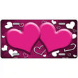 Pink White Love Hearts Oil Rubbed Metal Novelty License Plate 24" x 12" (LLP)