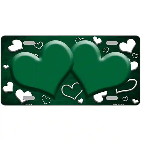 Green White Love Hearts Oil Rubbed Metal Novelty License Plate 24" x 12" (LLP)