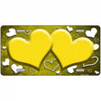 Yellow White Love Hearts Oil Rubbed Metal Novelty License Plate 24" x 12" (LLP)