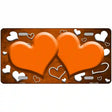 Orange White Love Hearts Oil Rubbed Metal Novelty License Plate 24" x 12" (LLP)