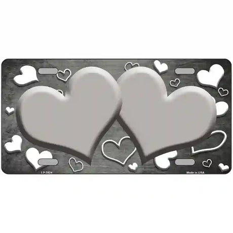 Gray White Love Hearts Oil Rubbed Metal Novelty License Plate 24" x 12" (LLP)