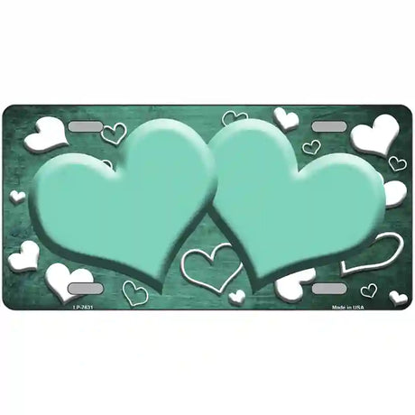 Mint White Love Hearts Oil Rubbed Metal Novelty License Plate 24" x 12" (LLP)