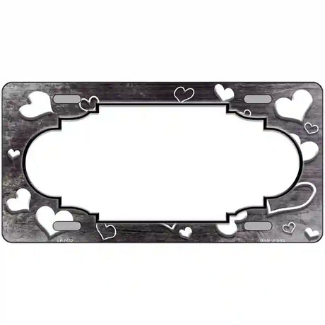 Black White Love Scallop Oil Rubbed Metal Novelty License Plate 24" x 12" (LLP)