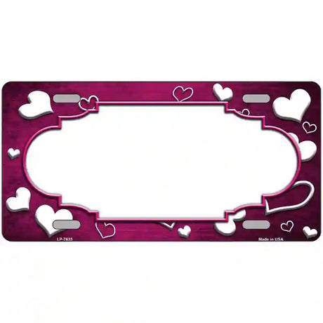 Pink White Love Scallop Oil Rubbed Metal Novelty License Plate 24" x 12" (LLP)