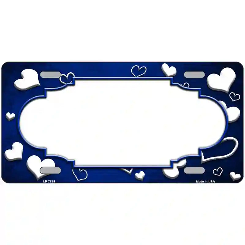 Blue White Love Scallop Oil Rubbed Metal Novelty License Plate 24" x 12" (LLP)