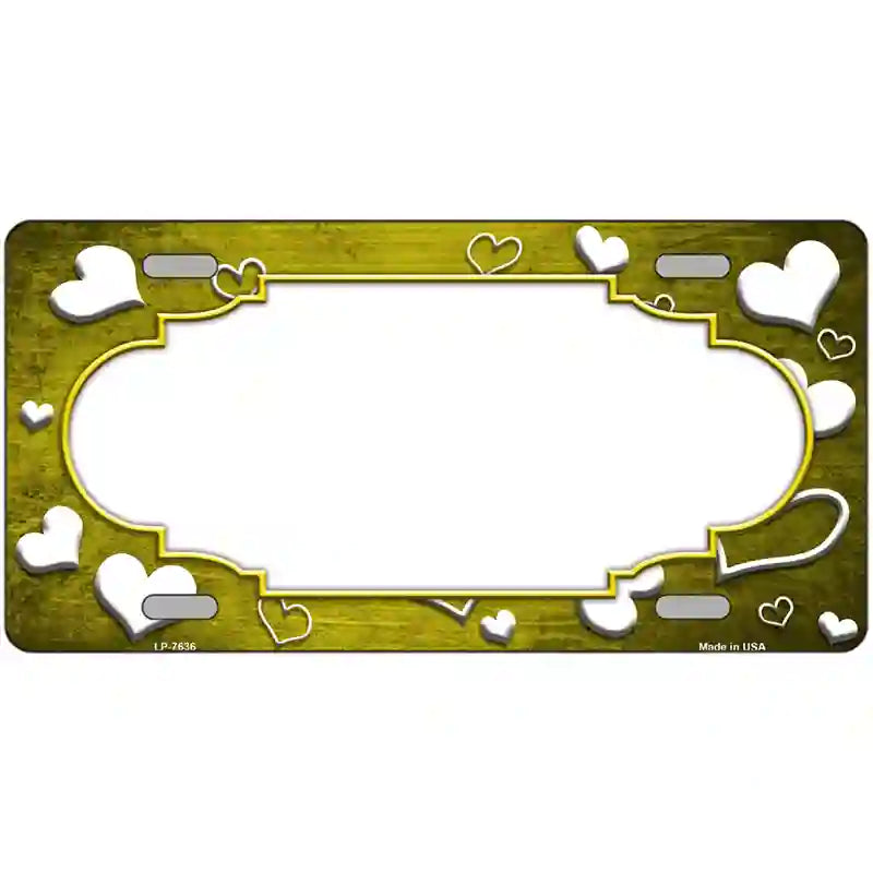 Yellow White Love Scallop Oil Rubbed Metal Novelty License Plate 24" x 12" (LLP)