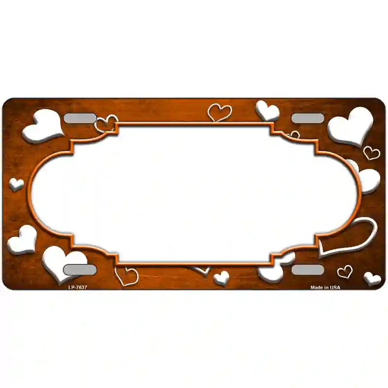 Orange White Love Scallop Oil Rubbed Metal Novelty License Plate 24" x 12" (LLP)