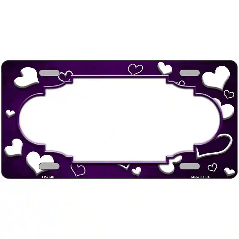 Purple White Love Scallop Oil Rubbed Metal Novelty License Plate 24" x 12" (LLP)