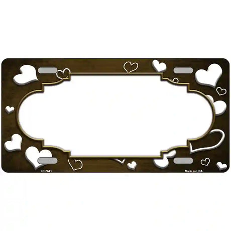 Brown White Love Scallop Oil Rubbed Metal Novelty License Plate 24" x 12" (LLP)