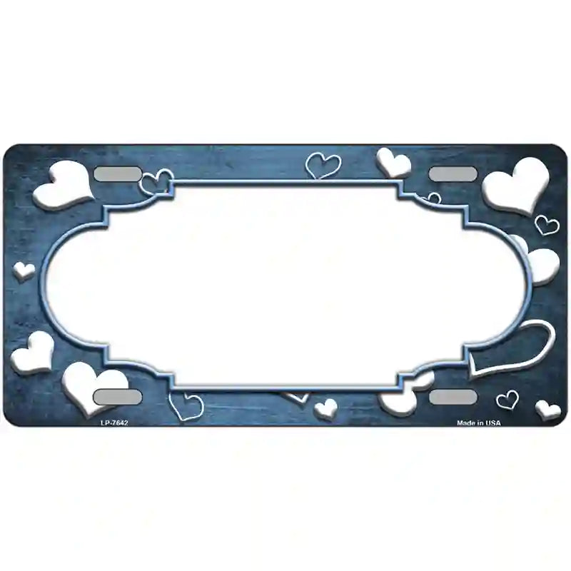 Light Blue White Love Scallop Oil Rubbed Metal Novelty License Plate 24" x 12" (LLP)