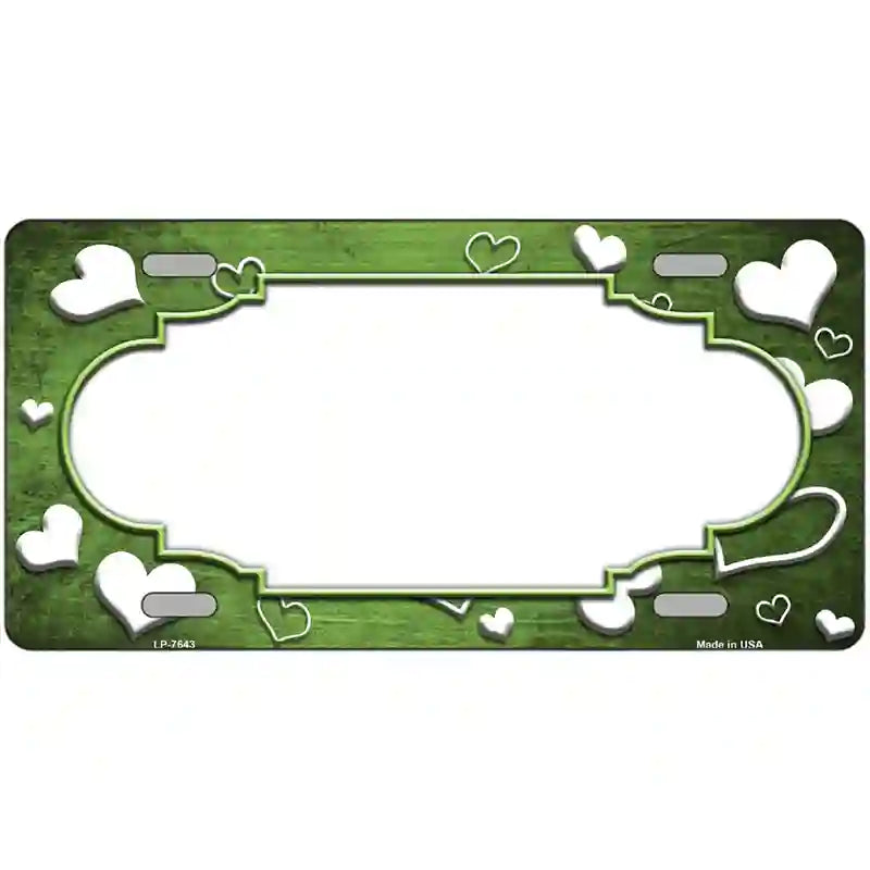 Lime Green White Love Scallop Oil Rubbed Metal Novelty License Plate 24" x 12" (LLP)