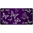 Purple White Butterfly Oil Rubbed Metal Novelty License Plate 24" x 12" (LLP)