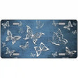 Light Blue White Butterfly Oil Rubbed Metal Novelty License Plate 24" x 12" (LLP)