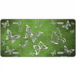 Lime Green White Butterfly Oil Rubbed Metal Novelty License Plate 24" x 12" (LLP)