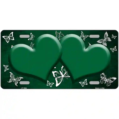 Green White Hearts Butterfly Oil Rubbed Metal Novelty License Plate 24" x 12" (LLP)