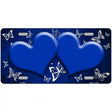 Blue White Hearts Butterfly Oil Rubbed Metal Novelty License Plate 24" x 12" (LLP)