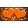 Orange White Hearts Butterfly Oil Rubbed Metal Novelty License Plate 24" x 12" (LLP)