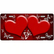 Red White Hearts Butterfly Oil Rubbed Metal Novelty License Plate 24" x 12" (LLP)