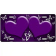 Purple White Hearts Butterfly Oil Rubbed Metal Novelty License Plate 24" x 12" (LLP)