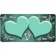 Mint White Hearts Butterfly Oil Rubbed Metal Novelty License Plate 24" x 12" (LLP)