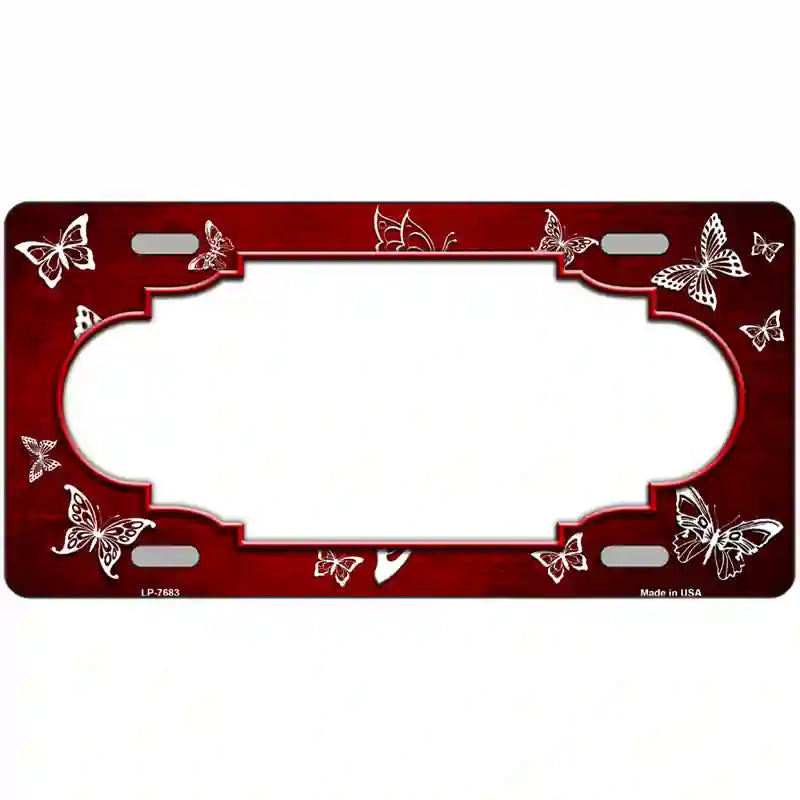 Red White Scallop Butterfly Oil Rubbed Metal Novelty License Plate 24" x 12" (LLP)