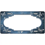 Light Blue White Scallop Butterfly Oil Rubbed Metal Novelty License Plate 24" x 12" (LLP)