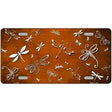 Orange White Dragonfly Oil Rubbed Metal Novelty License Plate 24" x 12" (LLP)