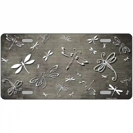 Tan White Dragonfly Oil Rubbed Metal Novelty License Plate 24" x 12" (LLP)