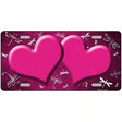 Pink White Dragonfly Hearts Oil Rubbed Metal Novelty License Plate 24" x 12" (LLP)