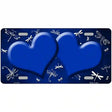 Blue White Dragonfly Hearts Oil Rubbed Metal Novelty License Plate 24" x 12" (LLP)