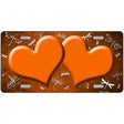 Orange White Dragonfly Hearts Oil Rubbed Metal Novelty License Plate 24" x 12" (LLP)