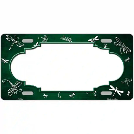 Green White Dragonfly Scallop Oil Rubbed Metal Novelty License Plate 24" x 12" (LLP)