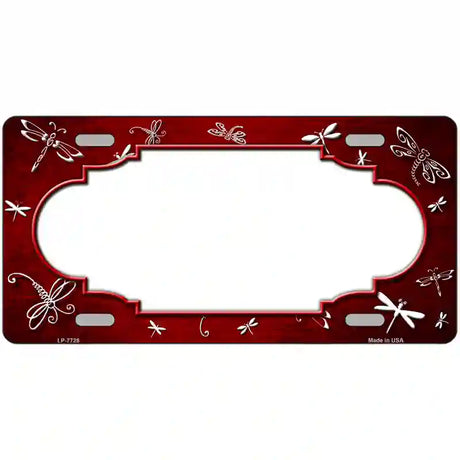 Red White Dragonfly Scallop Oil Rubbed Metal Novelty License Plate 24" x 12" (LLP)