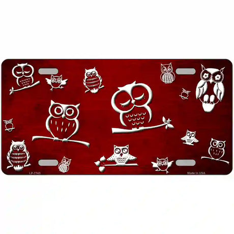 Red White Owl Oil Rubbed Metal Novelty License Plate 24" x 12" (LLP)