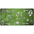 Lime Green White Owl Oil Rubbed Metal Novelty License Plate 24" x 12" (LLP)