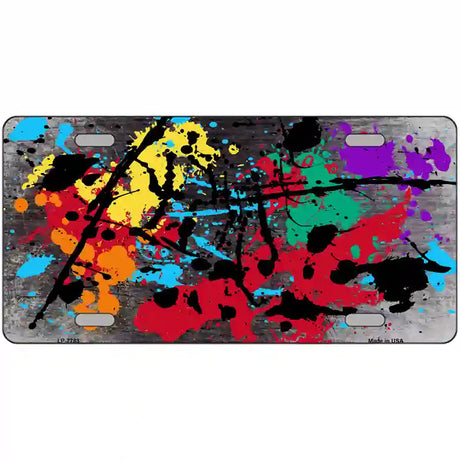 Black White Splatter Oil Rubbed Metal Novelty License Plate 24" x 12" (LLP)