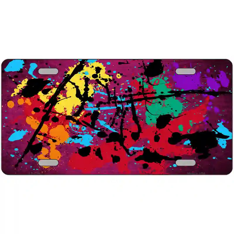 Pink Splatter Oil Rubbed Metal Novelty License Plate 24" x 12" (LLP)