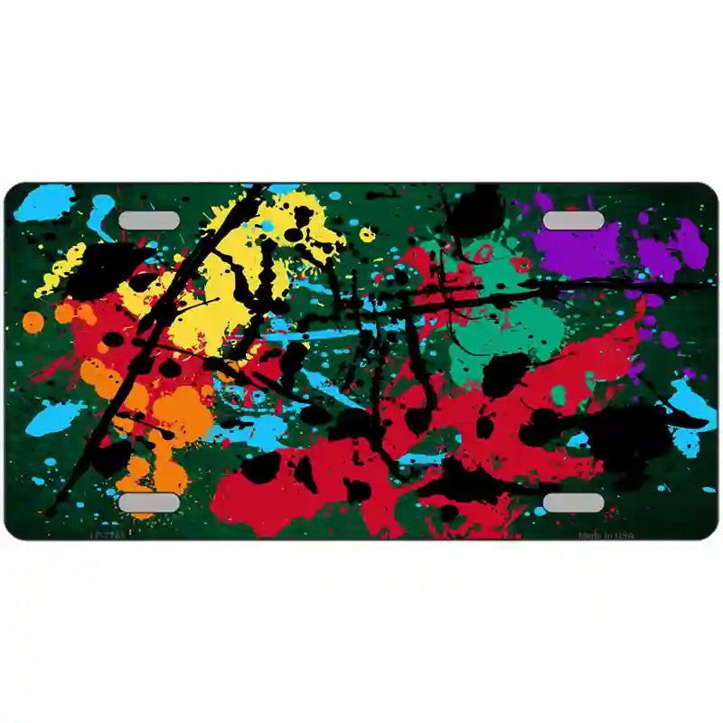 Green Splatter Oil Rubbed Metal Novelty License Plate 24" x 12" (LLP)