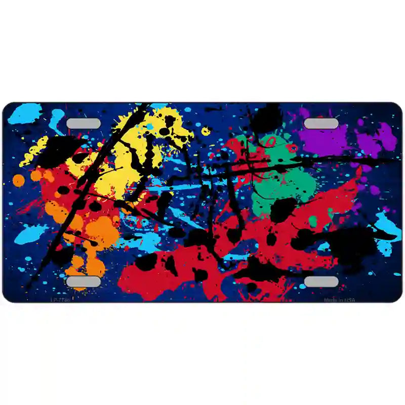 Blue Splatter Oil Rubbed Metal Novelty License Plate 24" x 12" (LLP)