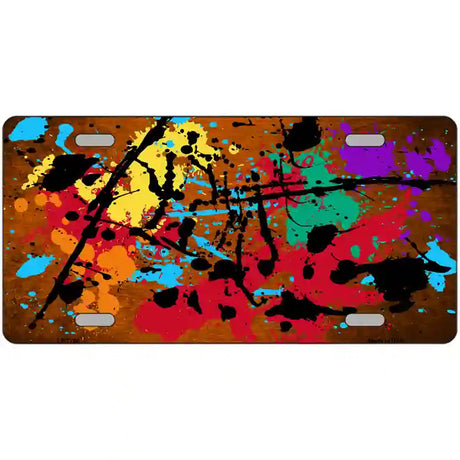 Orange Splatter Oil Rubbed Metal Novelty License Plate 24" x 12" (LLP)