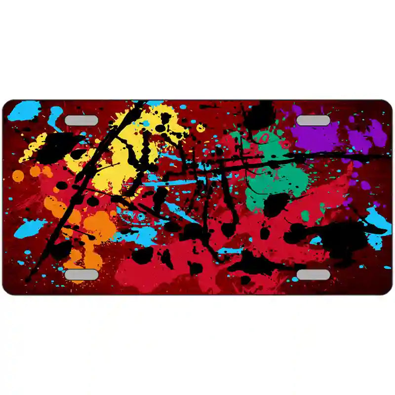 Red Splatter Oil Rubbed Metal Novelty License Plate 24" x 12" (LLP)