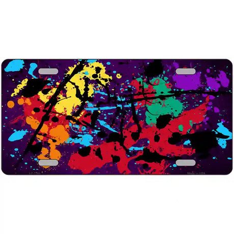 Purple Splatter Oil Rubbed Metal Novelty License Plate 24" x 12" (LLP)