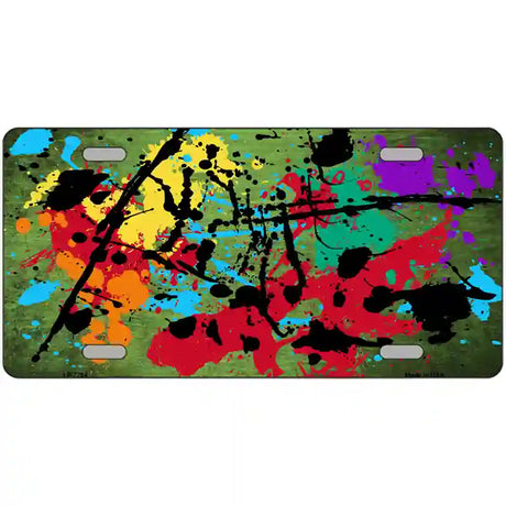 Lime Green Splatter Oil Rubbed Metal Novelty License Plate 24" x 12" (LLP)