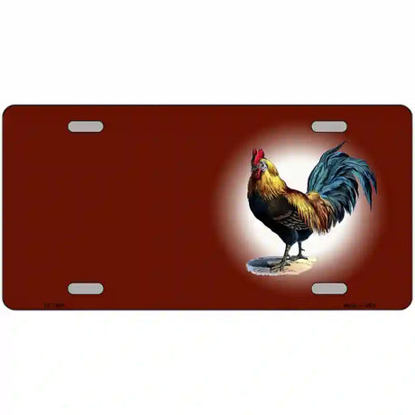 Rooster Offset Red Metal Novelty License Plate 24" x 12" (LLP)