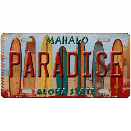 Paradise Surfboards Hawaii State Novelty Metal License Plate 24" x 12" (LLP)