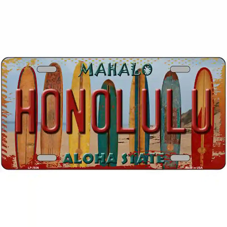 Honolulu Surfboards Hawaii State Novelty Metal License Plate 24" x 12" (LLP)